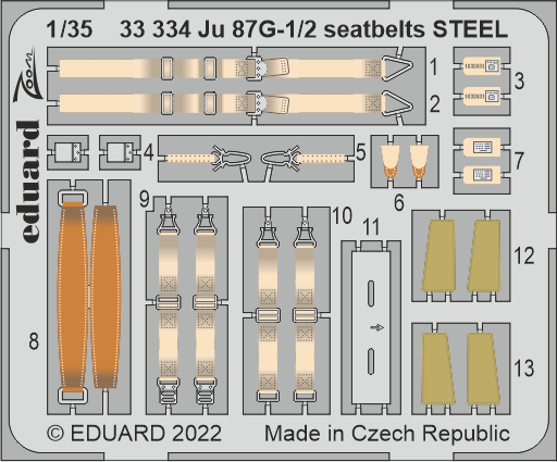 Eduard ED33334 1:35 Junkers Ju-87G-1/2 'Stuka' seatbelts STEEL