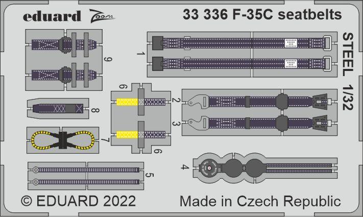 Eduard ED33336 1:32 Lockheed-Martin F-35C seatbelts STEEL