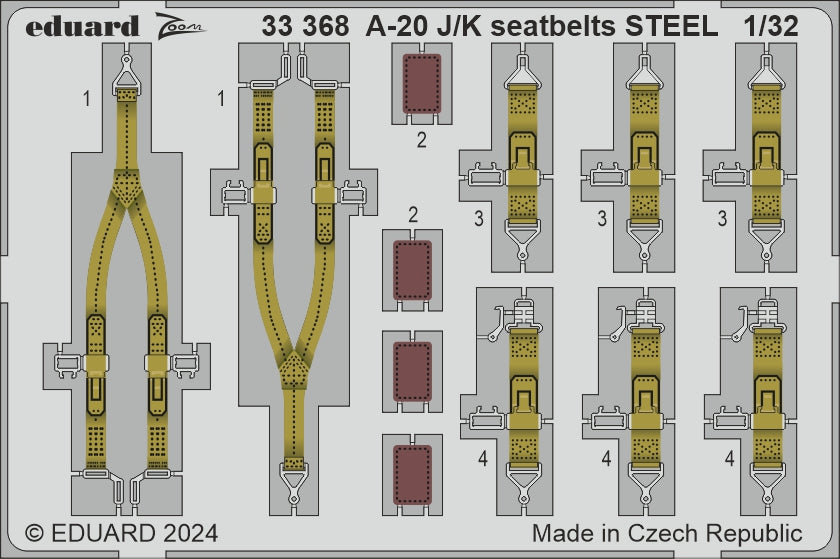 Eduard ED33368 1:35 Douglas A-20J/K Havoc seatbelts STEEL 1:32