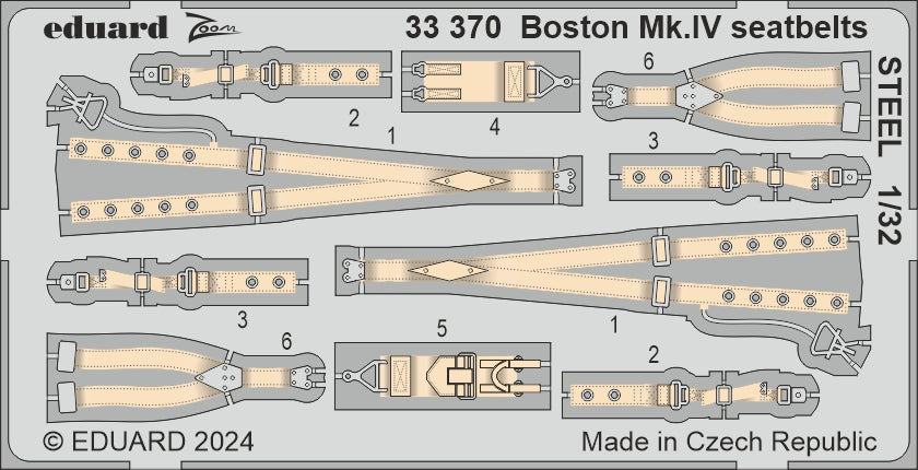 Eduard ED33370 1:35 Douglas Boston Mk.IV seatbelts STEEL 1:32