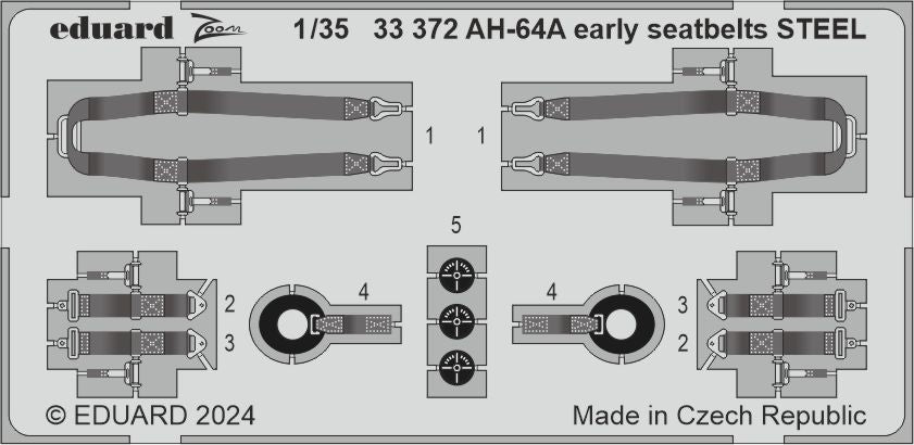 Eduard ED33372 1:32 Bell/Boeing AH-64A Apache Early seatbelts STEEL 1:35