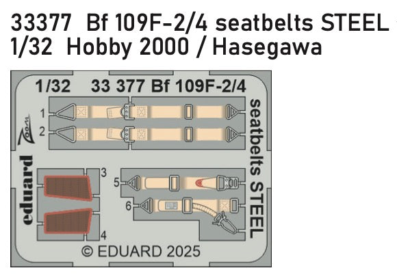Eduard ED33377 Messerschmitt Bf-109F-2/4 seatbelts STEEL 1:32