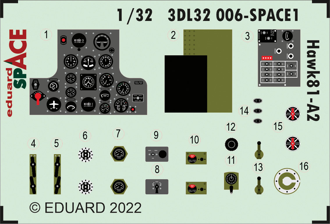 Eduard ED3DL32006 1:32 Curtiss Hawk 81-A2 SPACE 3D Decal & PE Set
