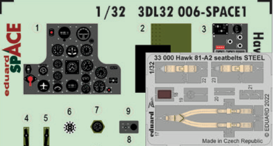 Eduard ED3DL32006 1:32 Curtiss Hawk 81-A2 SPACE 3D Decal & PE Set