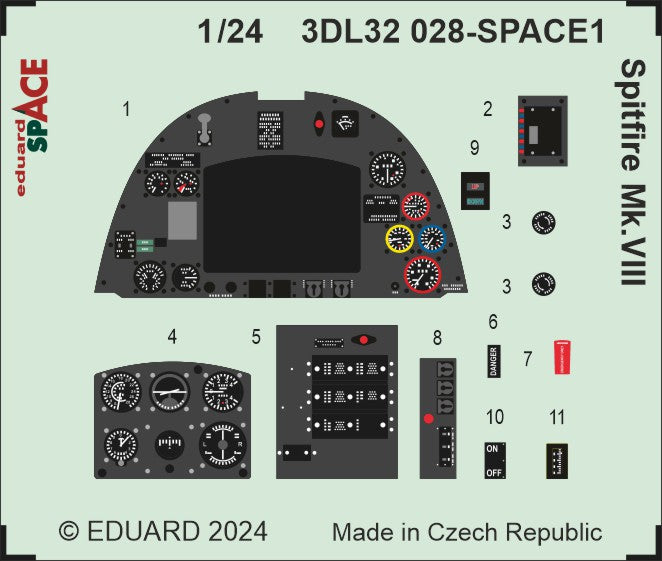 Eduard ED3DL32028 1:32 Supermarine Spitfire Mk.VIII SPACE