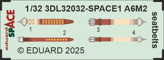 Eduard ED3DL32032 1:32 Mitsubishi A6M2 Zero seatbelts SPACE set