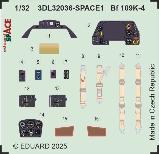 Eduard ED3DL32036 1:32 Messerschmitt Bf-109K-4 SPACE set