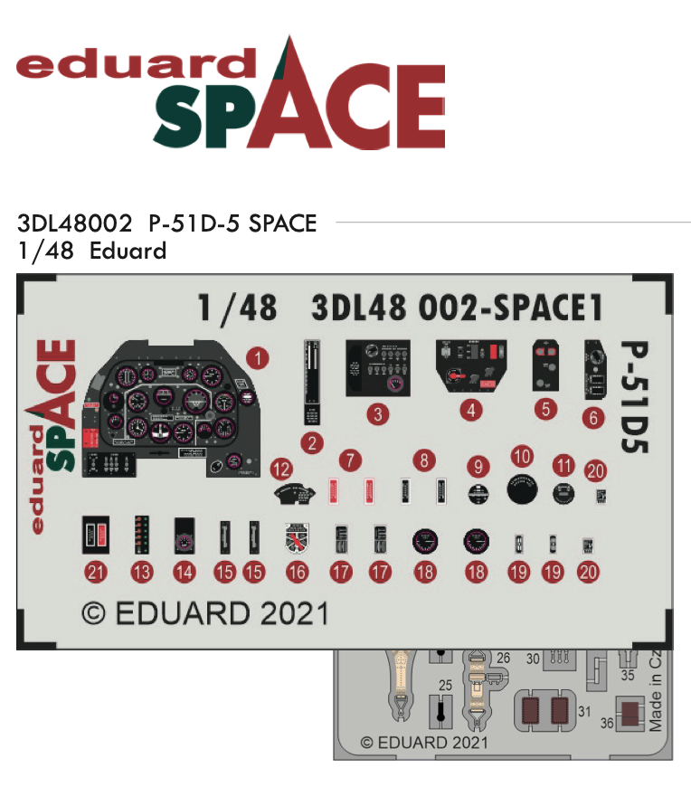 Eduard ED3DL48002 1:48 North-American P-51D-5 Mustang SPACE