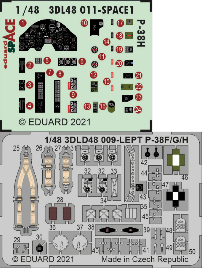 Eduard ED3DL48011 1:48 Lockheed P-38H Lightning SPACE