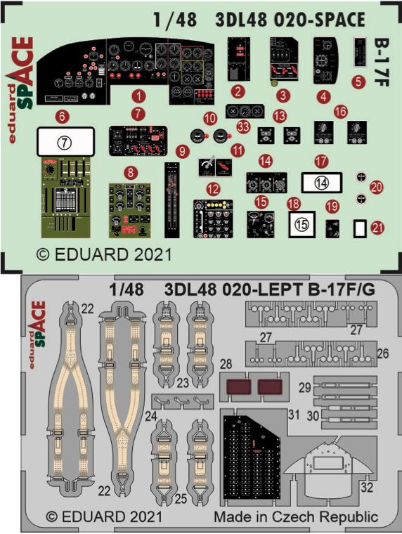 Eduard ED3DL48020 1:48 Boeing B-17F Flying Fortress SPACE