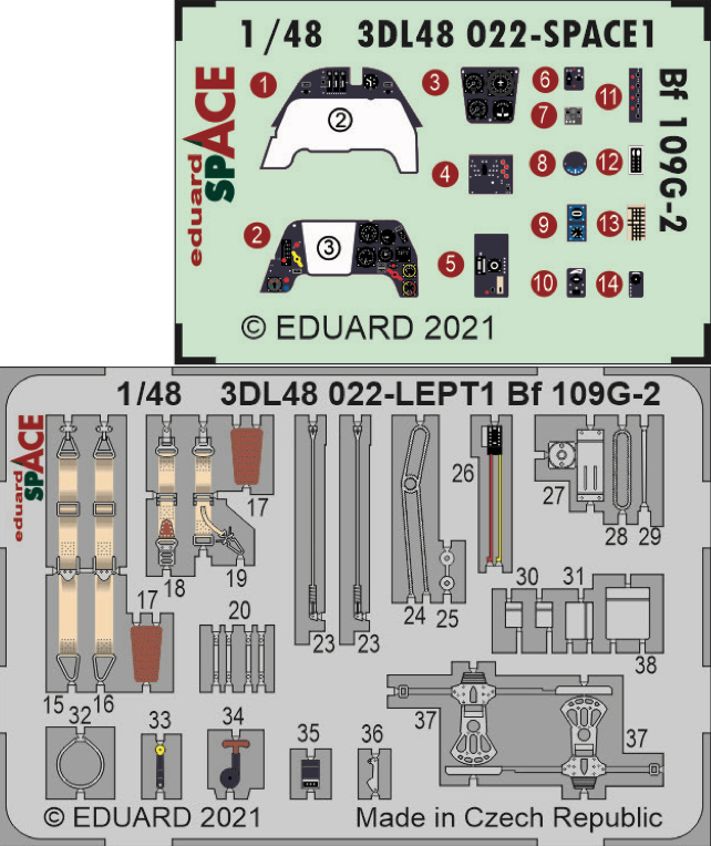 Eduard ED3DL48022 1:48 Messerschmitt Bf-109G-2 SPACE