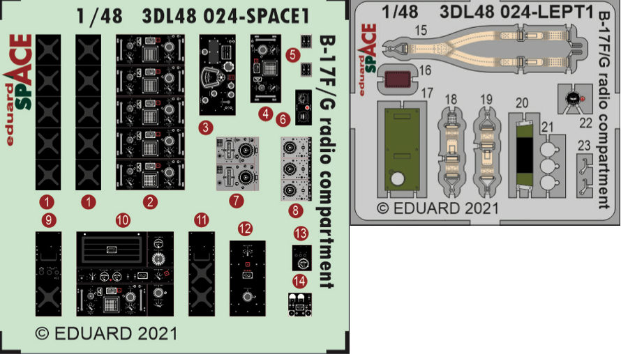 Eduard ED3DL48024 1:48 B-17F/B-17G Flying Fortress radio compartment SPACE