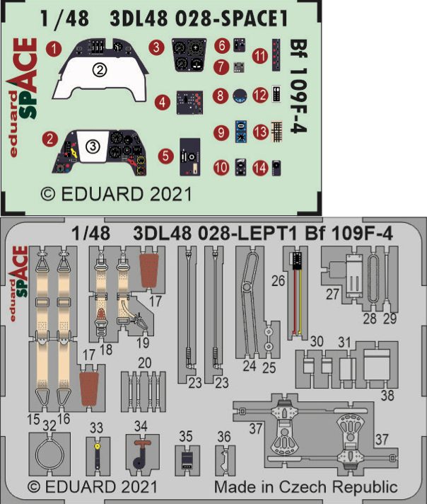 Eduard ED3DL48028 1:48 Messerschmitt Bf-109F-4 SPACE