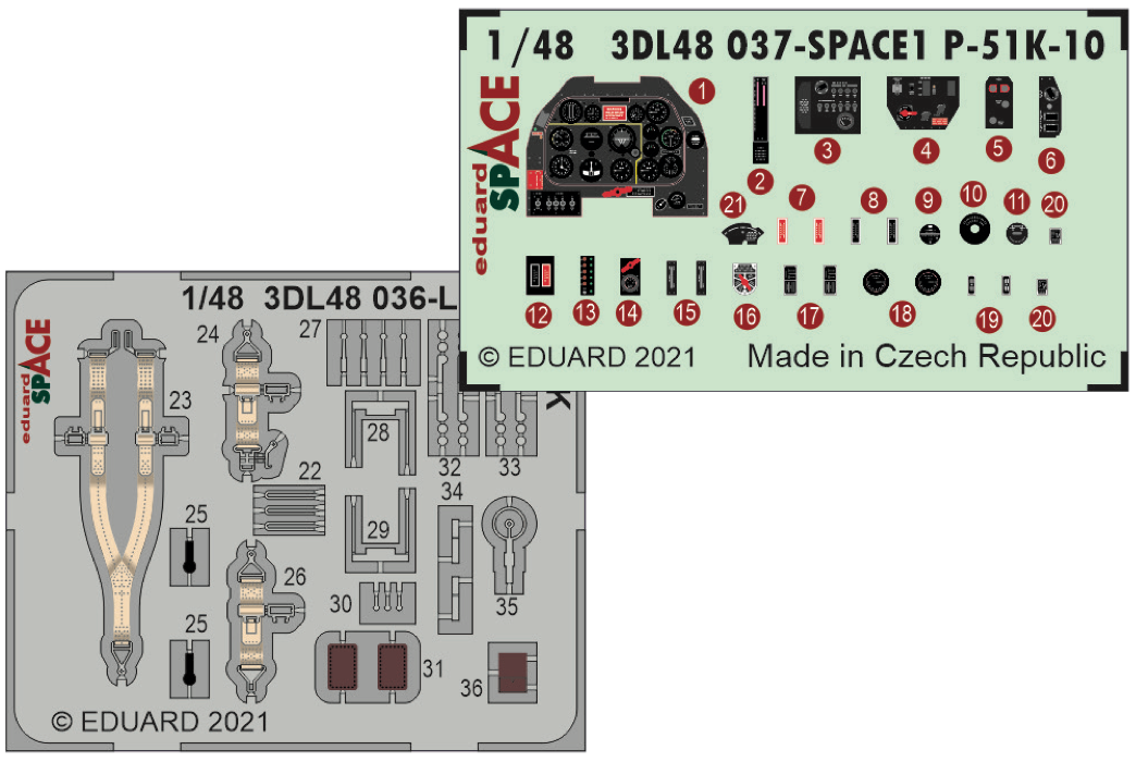 Eduard ED3DL48037 1:48 North-American P-51K-10 Mustang SPACE