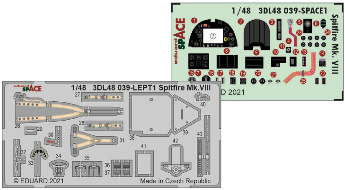 Eduard ED3DL48039 1:48 Supermarine Spitfire Mk.VIII SPACE