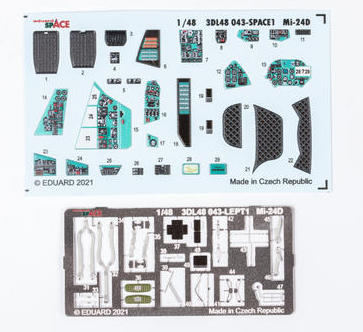 Eduard ED3DL48043 1:48 Mil Mi-24D SPACE 3D Decal instruments with etched parts