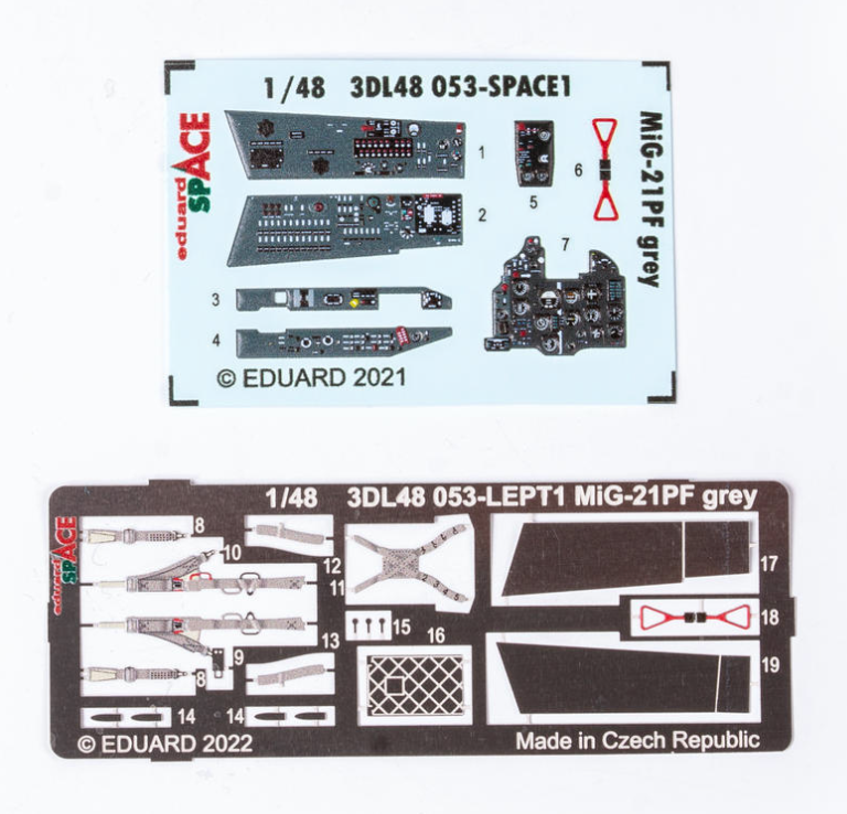Eduard ED3DL48053 1:48 MiG-21PF Grey SPACE 3D Decal & PE Set
