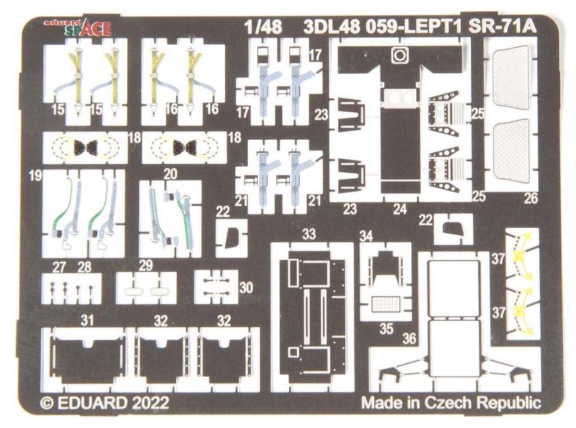 Eduard ED3DL48059 1:48 Lockheed SR-71 Blackbird SPACE 3D Decal & PE
