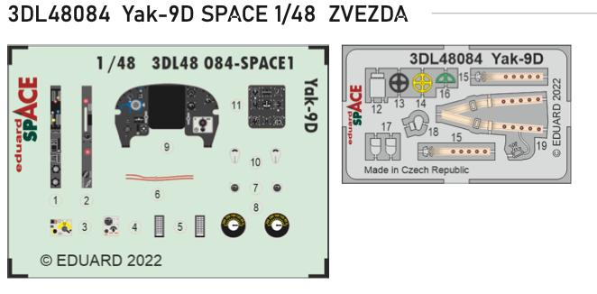 Eduard ED3DL48084 1:48 Yakovlev Yak-9D SPACE set