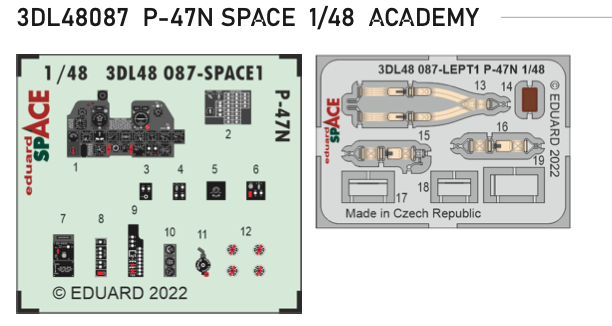 Eduard ED3DL48087 1:48 Republic P-47N Thunderbolt SPACE set