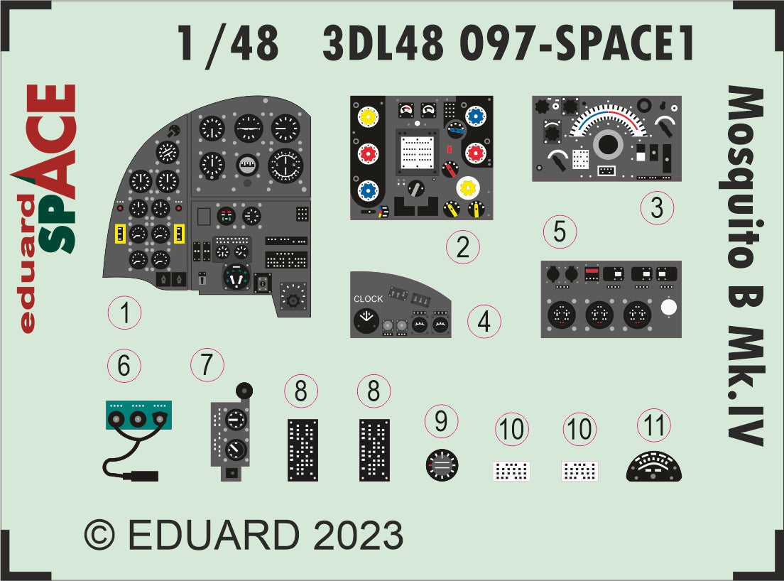 Eduard ED3DL48097 1:48 de Havilland Mosquito B Mk.IV SPACE set