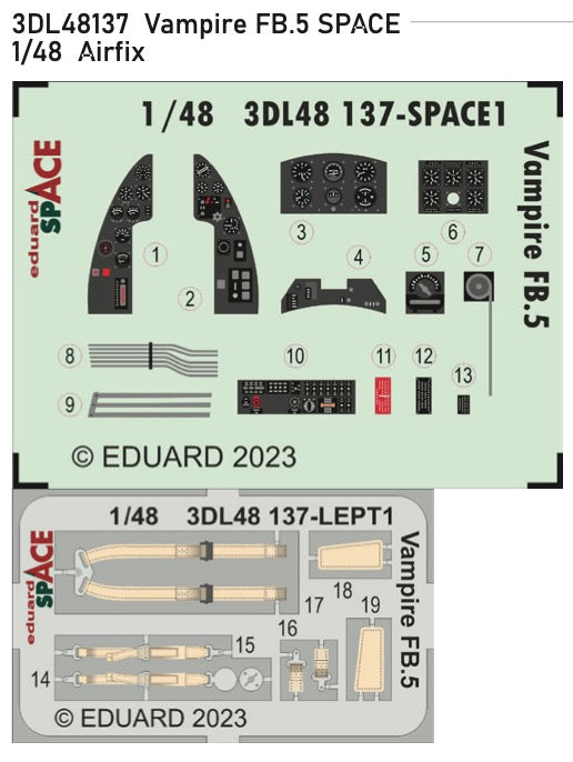 Eduard ED3DL48137 1:48 de Havilland Vampire FB.5 SPACE