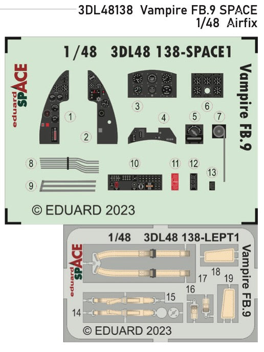 Eduard ED3DL48138 1:48 de Havilland Vampire FB.9 SPACE