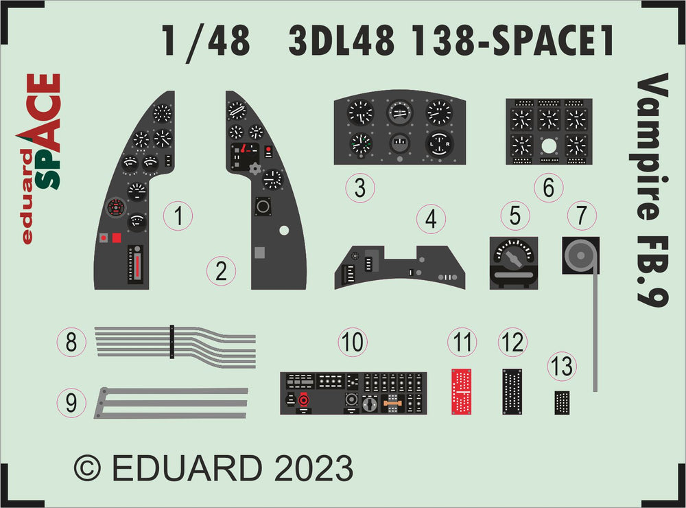 Eduard ED3DL48138 1:48 de Havilland Vampire FB.9 SPACE