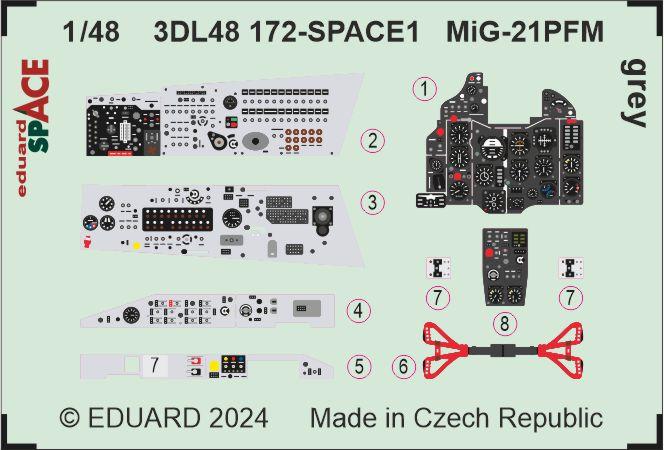 Eduard ED3DL48172 1:48 Mikoyan MiG-21PFM grey