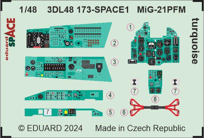 Eduard ED3DL48173 1:48 Mikoyan MiG-21PFM turquoise