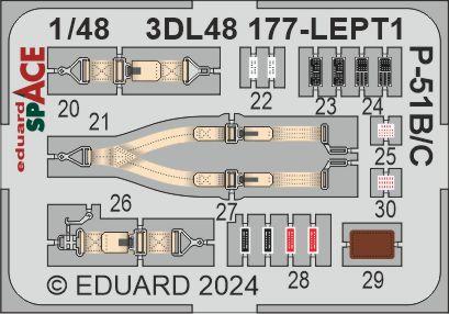 Eduard ED3DL48177 1:48 North-American P-51B/P-51C Mustang
