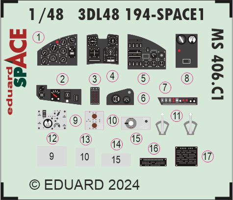 Eduard ED3DL48194 1:48 Morane-Saulnier MS.406C1