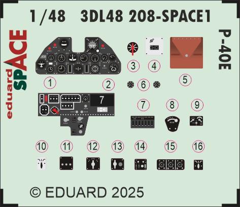 Eduard ED3DL48208 1:48 Curtiss P-40E SPACE