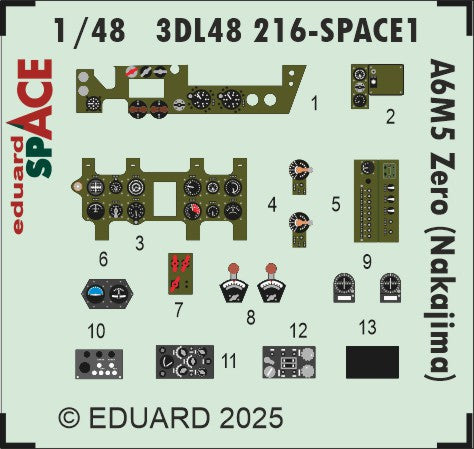 Eduard ED3DL48216 1:48 Nakajima A6M5 Zero