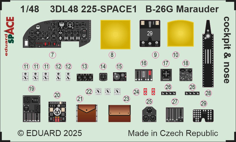 Eduard ED3DL48225 1:48 Martin B-26G Marauder cockpit & nose SPACE set