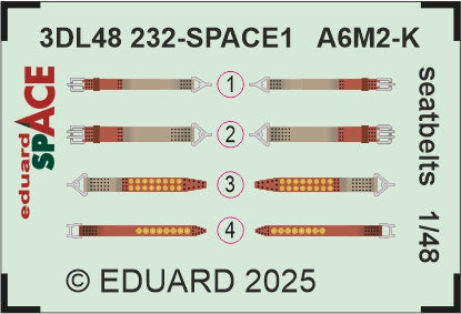 Eduard ED3DL48232 1:48 Mitsubishi A6M-2K seatbelts SPACE set