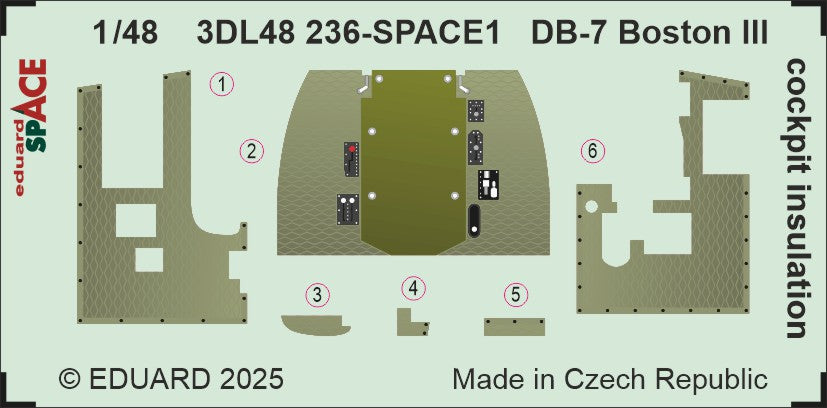 Eduard ED3DL48236 1:48 Douglas Boston III/US DB-7B cockpit insulation SPACE set