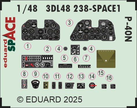Eduard ED3DL48238 1:48 Curtiss P-40N Warhawk SPACE set