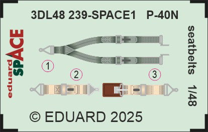 Eduard ED3DL48239 1:48 Curtiss P-40N Warhawk seatbelts SPACE set