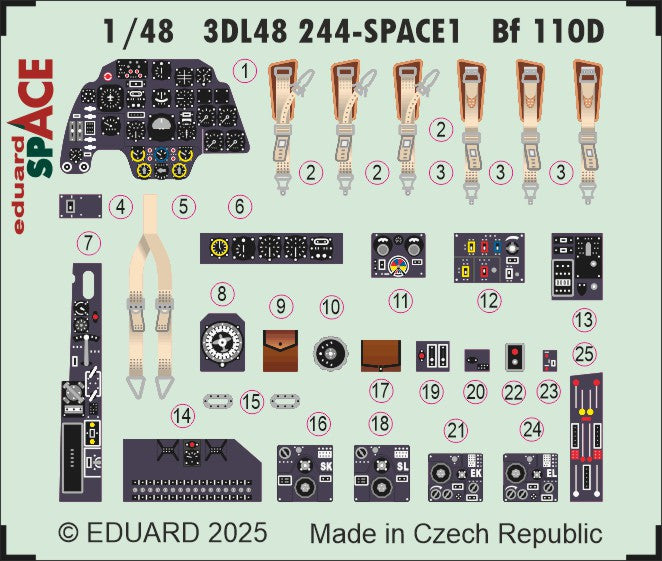 Eduard ED3DL48244 1:48 Messerschmitt Bf-110D SPACE set