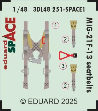 Eduard ED3DL48251 1:48 Mikoyan MiG-21F-13 seatbelts SPACE set