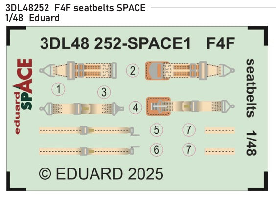 Eduard ED3DL48252 1:48 Grumman F4F-3 Wildcat seatbelts SPACE set