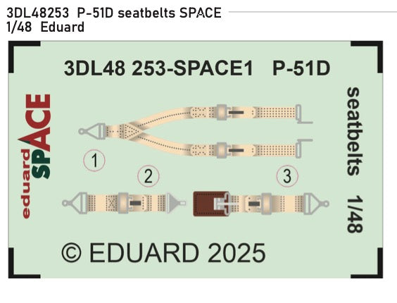 Eduard ED3DL48253 1:48 North-American P-51D Mustang seatbelts SPACE set