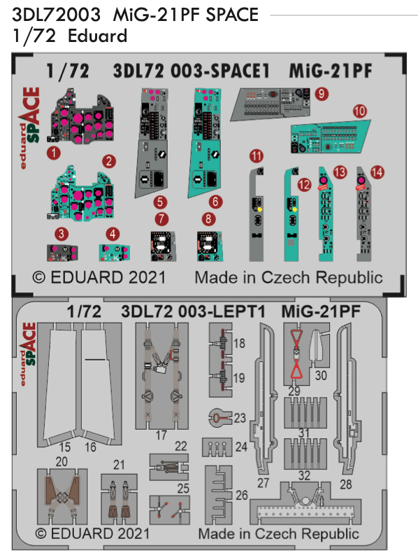 Eduard ED3DL72003 1:72 Mikoyan MiG-21PF SPACE