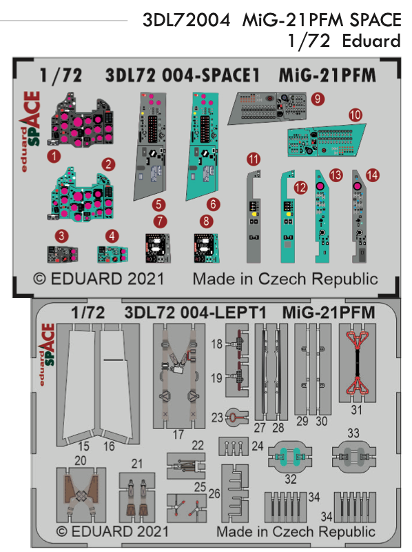 Eduard ED3DL72004 1:72 Mikoyan MiG-21PFM SPACE