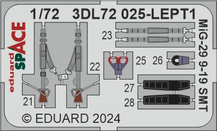 Eduard ED3DL72025 1:72 Mikoyan MiG-29 9-19 SMT SPACE set