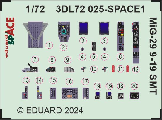 Eduard ED3DL72025 1:72 Mikoyan MiG-29 9-19 SMT SPACE set