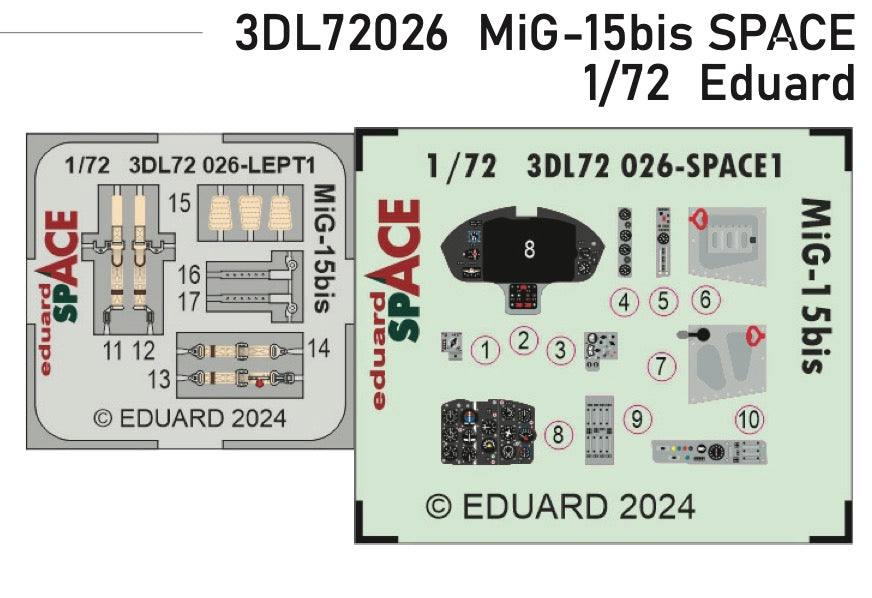 Eduard ED3DL72026 1:72 Mikoyan MiG-15bis SPACE