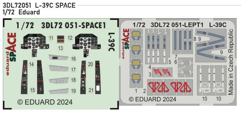 Eduard ED3DL72051 1:72 Aero L-39C Albatros SPACE seatbelts and instruments