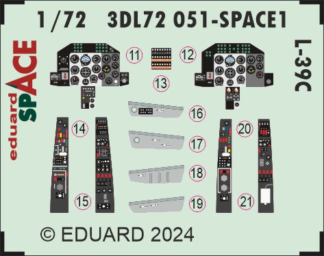 Eduard ED3DL72051 1:72 Aero L-39C Albatros SPACE seatbelts and instruments